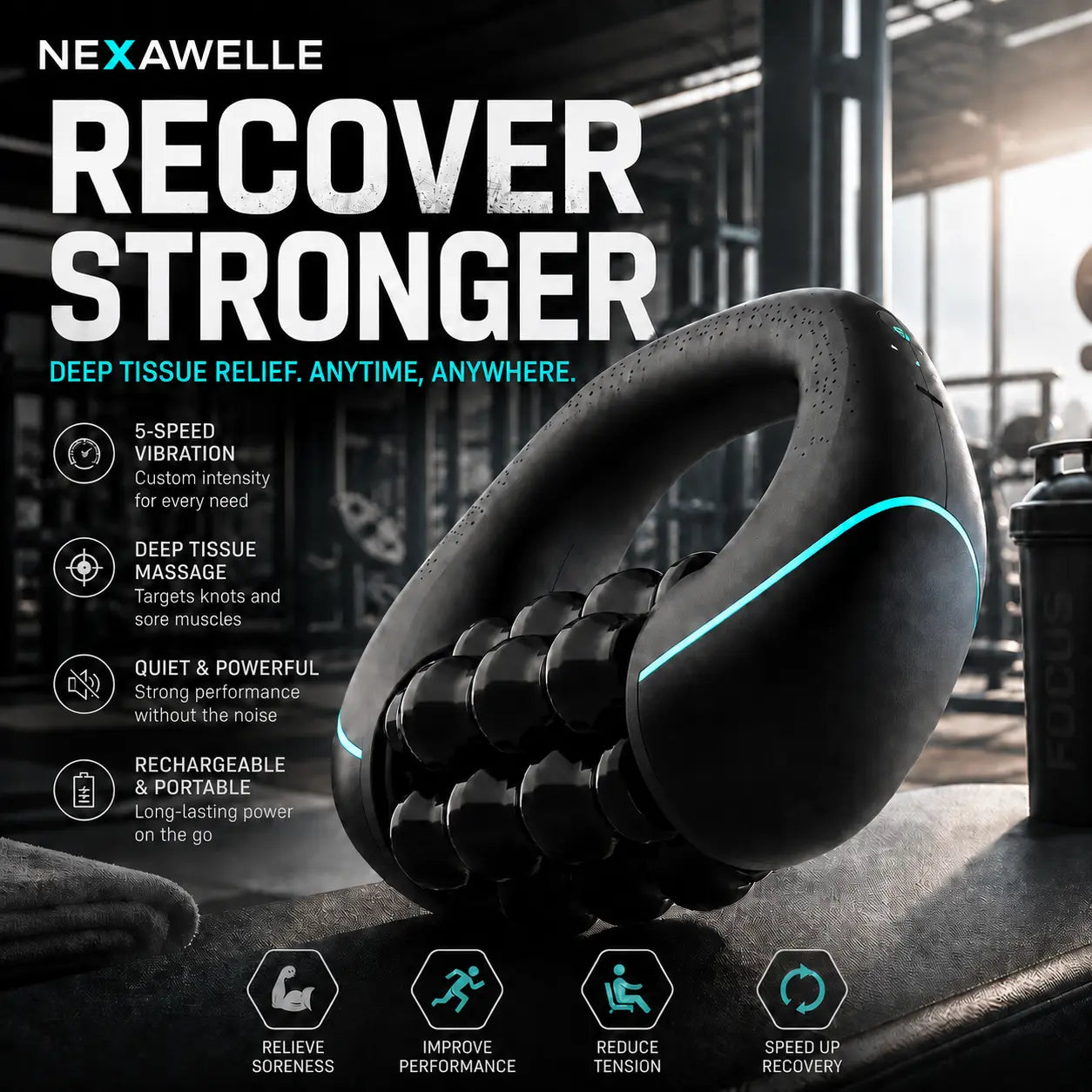 NexaWelle Rechargeable Handheld Roller Massager