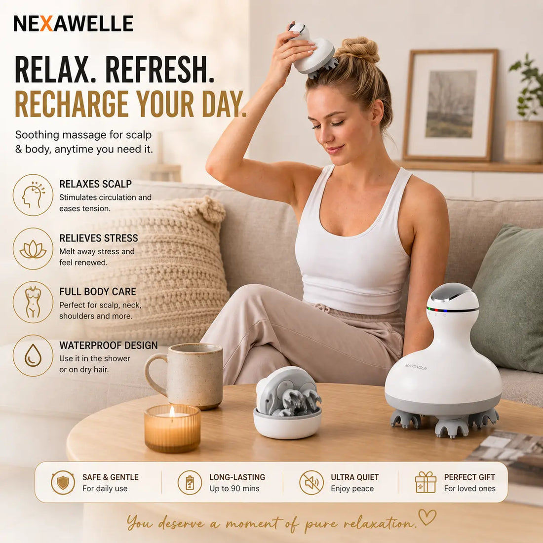NexaWelle Cordless Scalp Massager