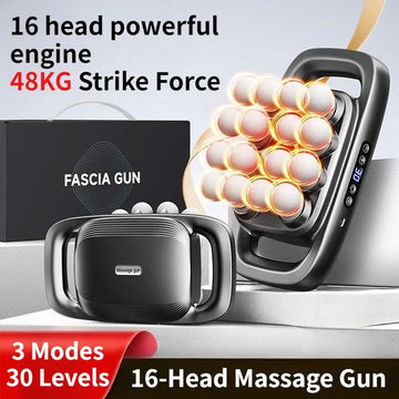 16 Head Massage Gun High Frequency Powerful Vibration Large-area Red Light Fascia Machine Gun Professional Muscle Massager