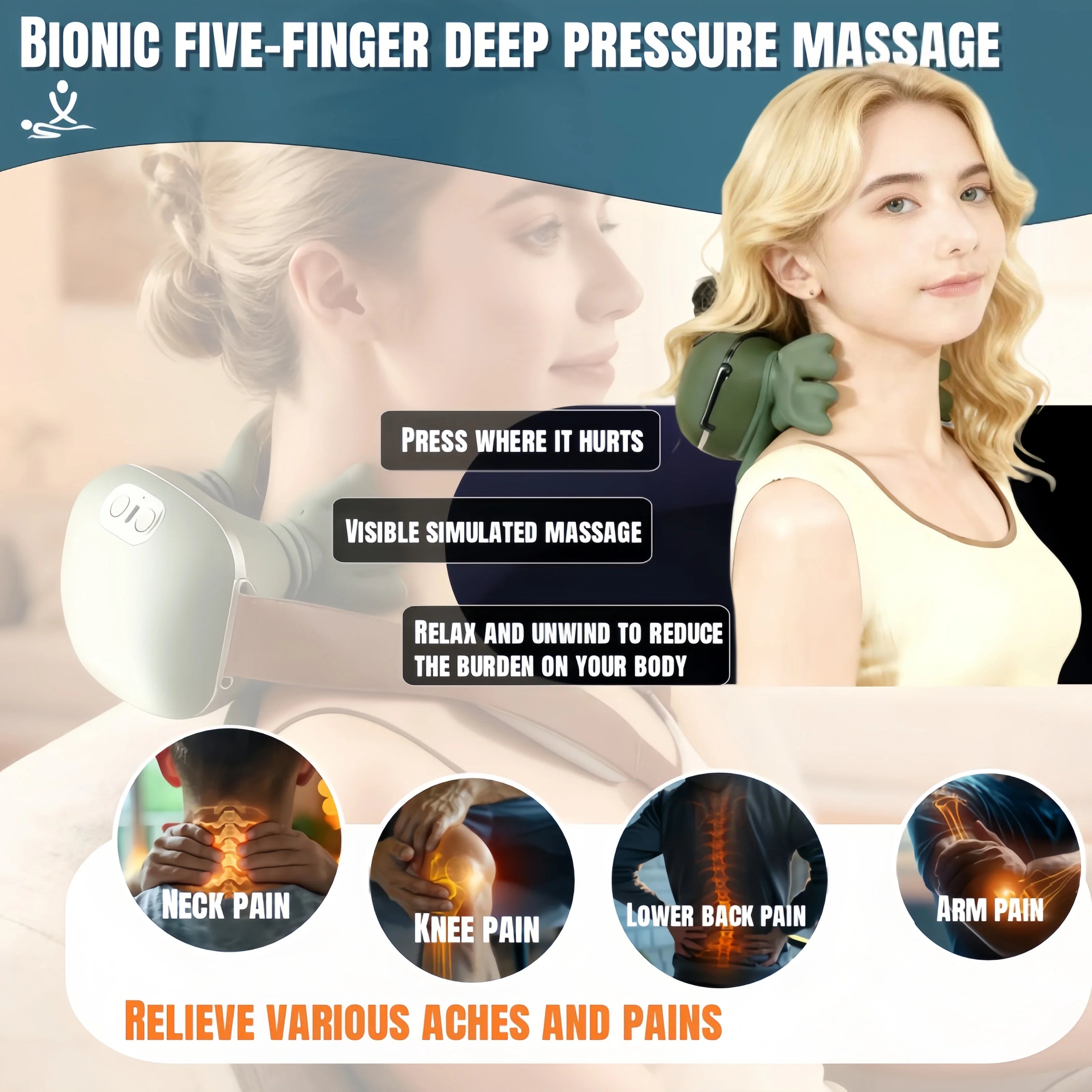 Neck Massager 2026  Electric Shoulder & Cervical Massage Deep Tissue Body Massager Almost Real Person Massager