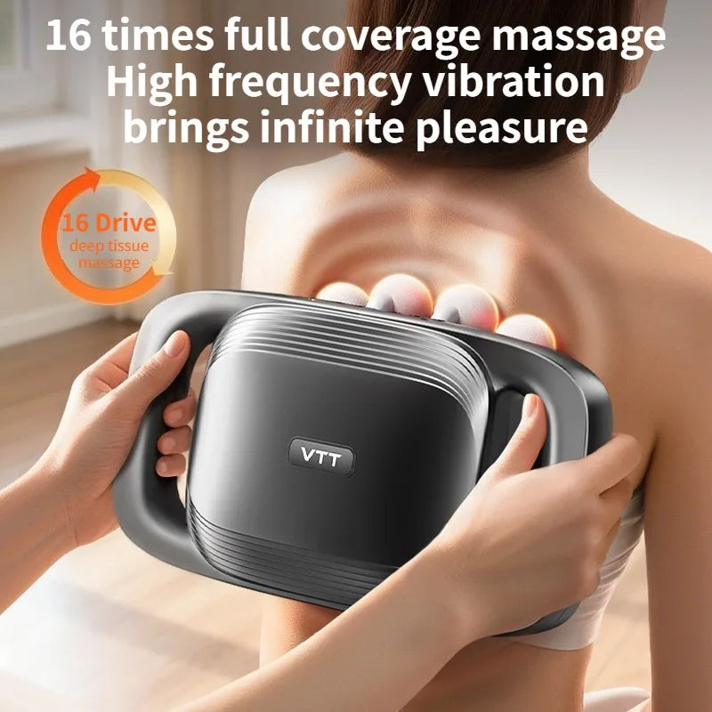 16 Head Massage Gun High Frequency Powerful Vibration Large-area Red Light Fascia Machine Gun Professional Muscle Massager