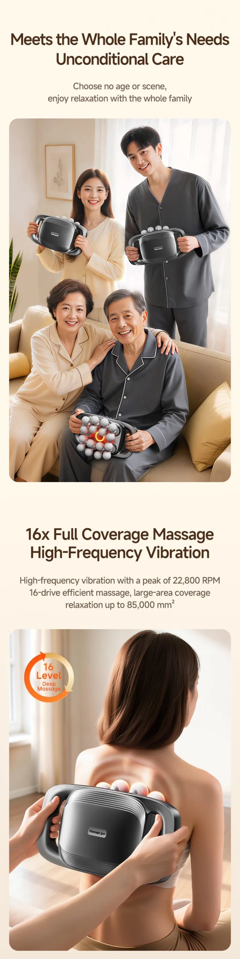 16 Head Massage Gun High Frequency Powerful Vibration Large-area Red Light Fascia Machine Gun Professional Muscle Massager