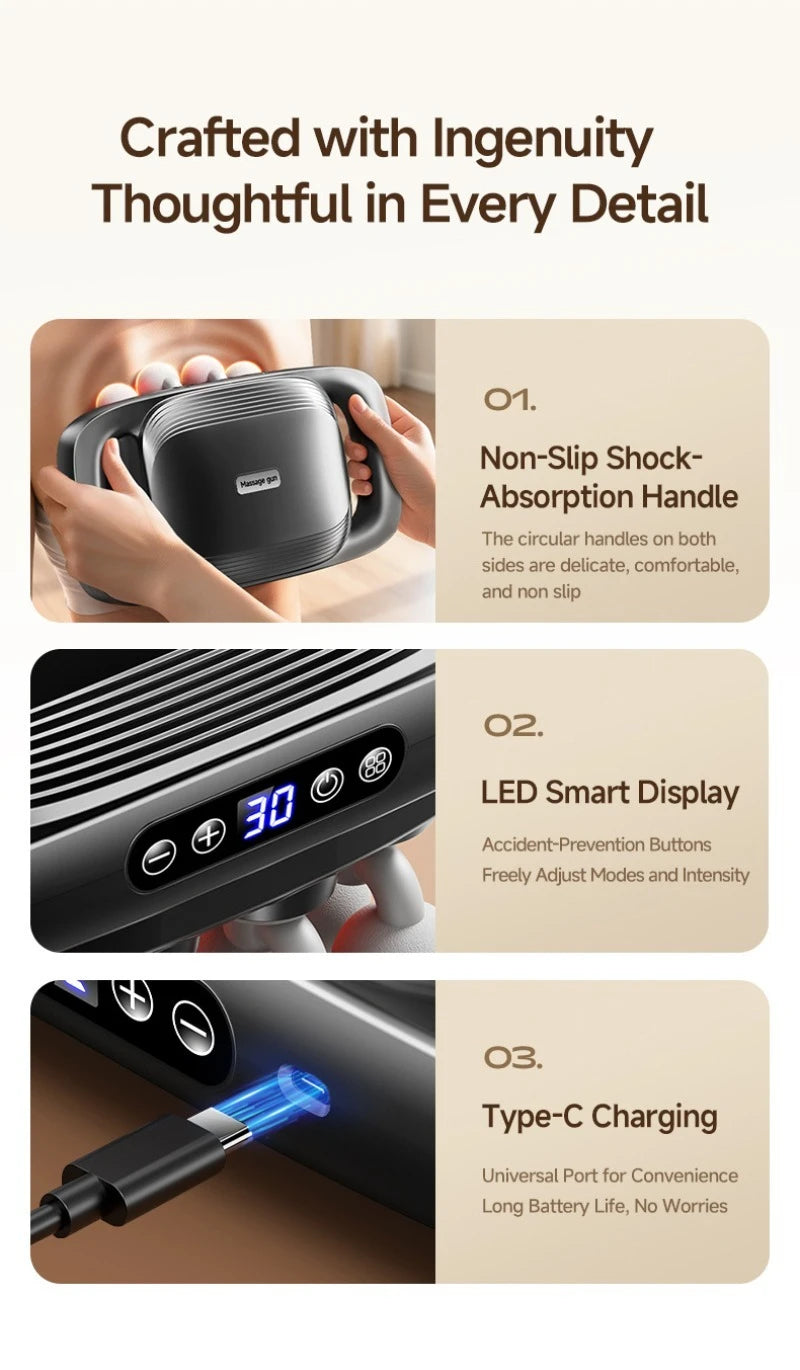 16 Head Massage Gun High Frequency Powerful Vibration Large-area Red Light Fascia Machine Gun Professional Muscle Massager